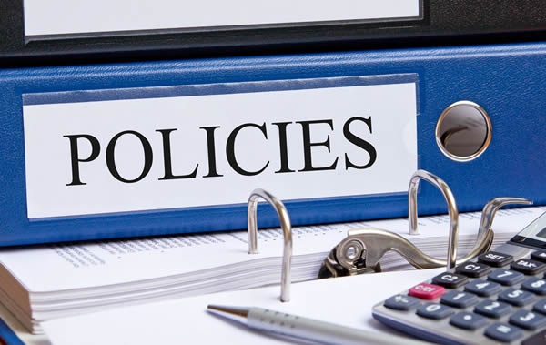 Policies manual on desk