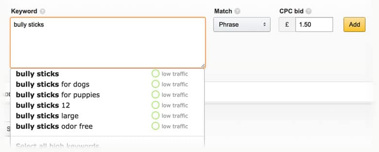 Keyword dashboard