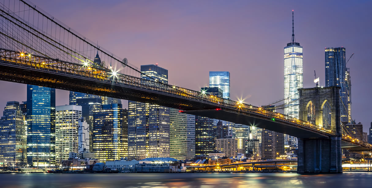 New York skyline and Brooklyn Bridge