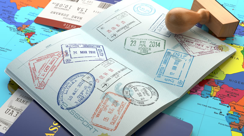 Passport with visa stamps