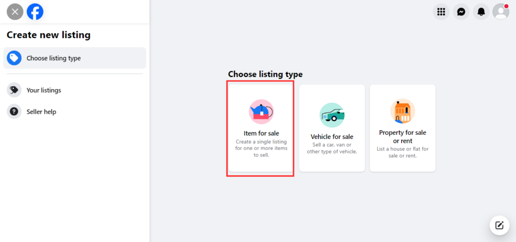 Choose listing type